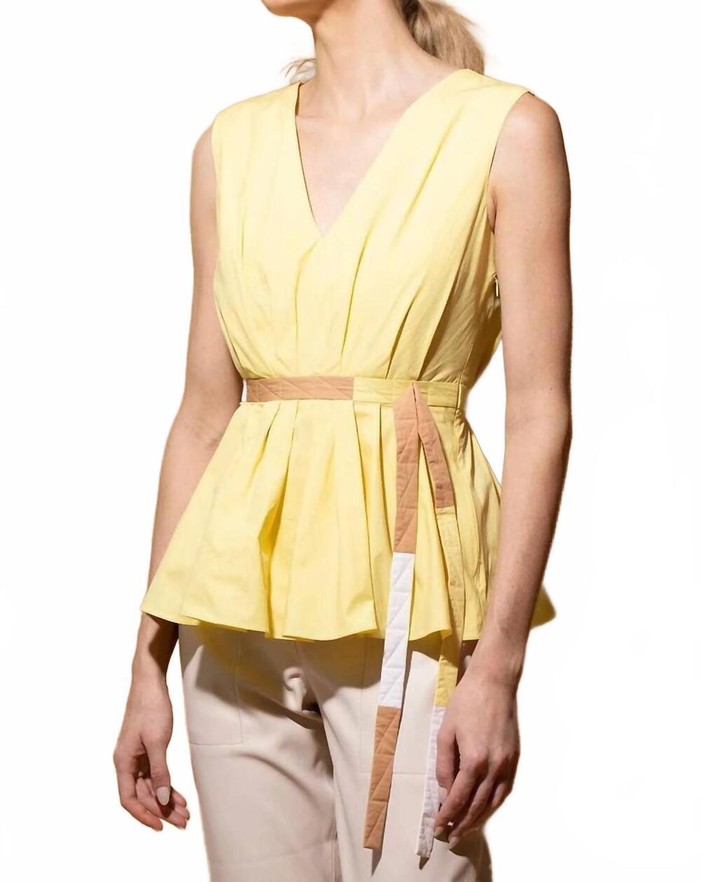 NEW ROKSANDA mariska sleeveless v-neck top in light corn